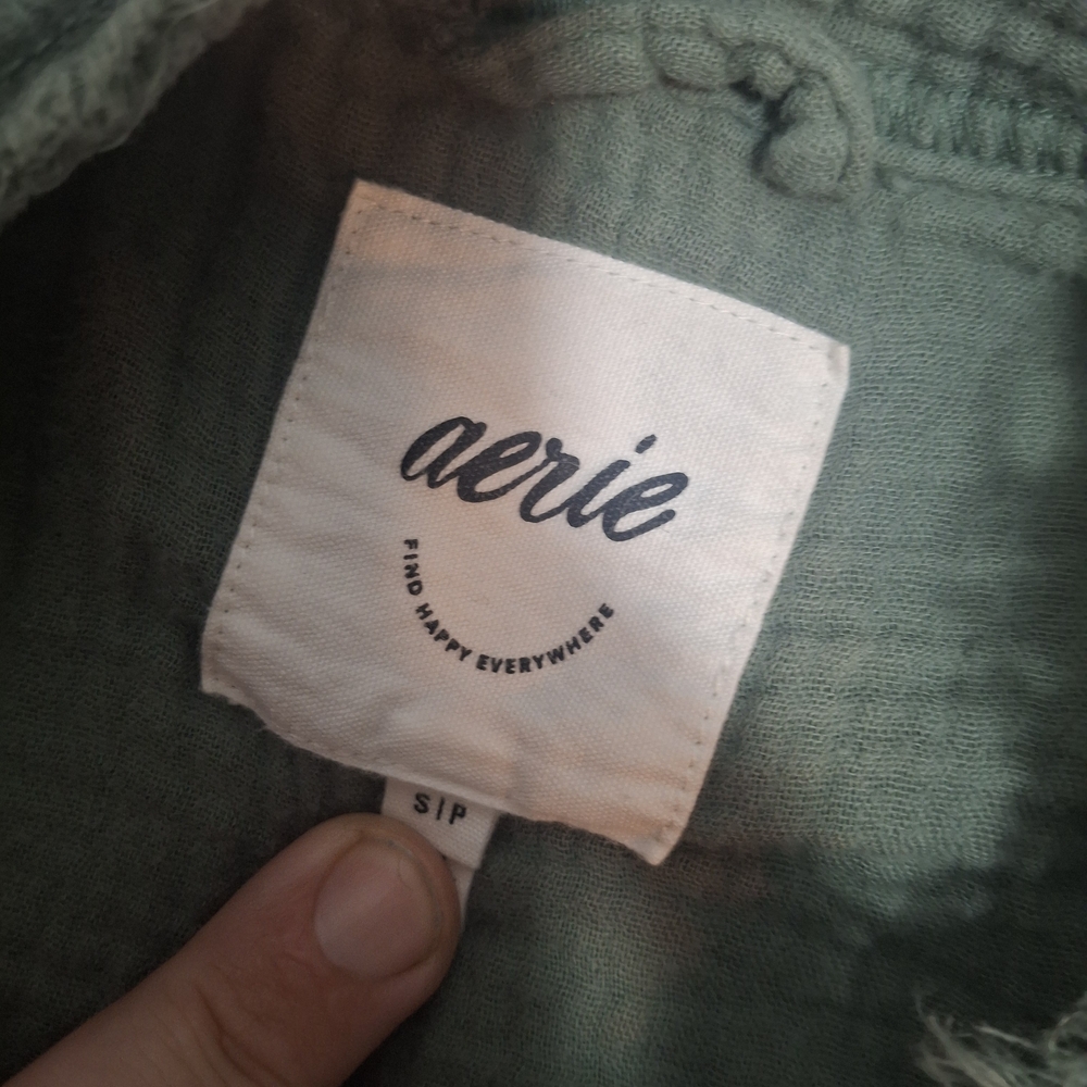 Aerie Women's Green Button Down Shirt